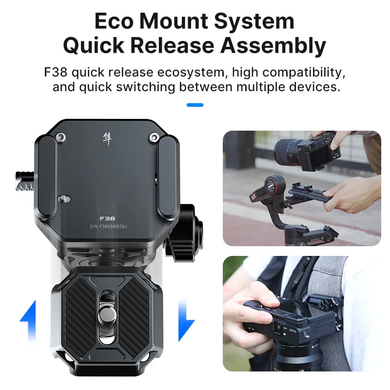 Ulanzi EH12 F38 Quick Release Fluid Video Head 360° Panoramic Gimbal Head Tilt -90° +55° w Detachable Handle for Tripod Shooting