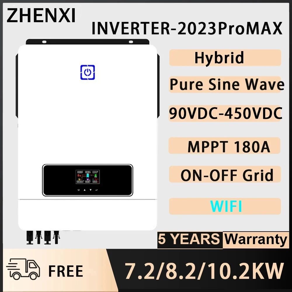 

ZHENXI Solar Inveter 10KW 48V Hybrid System Pure Sine Wave 220V 230V PV Input 500VDC MPPT 160A Controller for LIfePo4 Battery