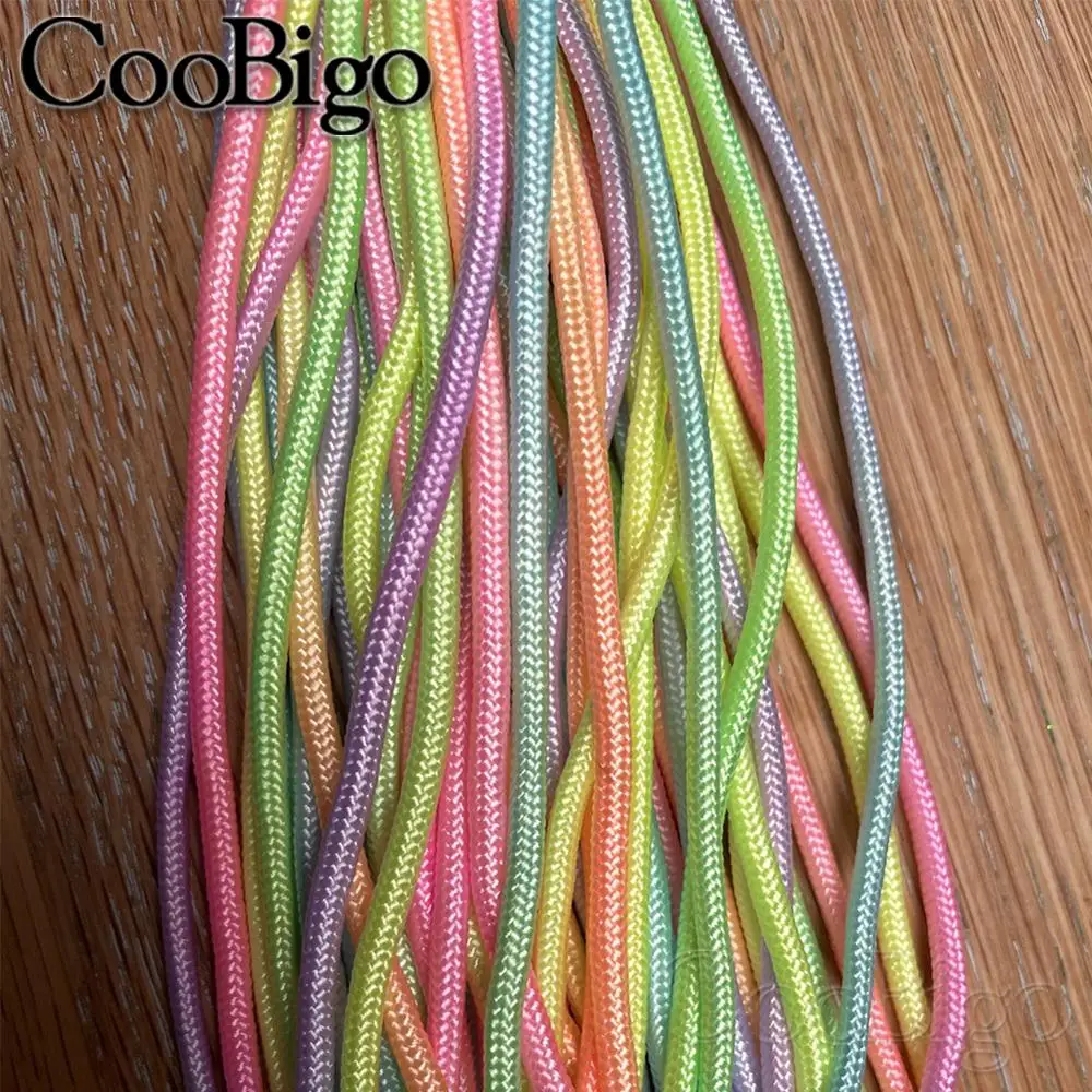Light Rainbow Parachute Cord Lanyard Rope Paracord Bracelet Cordon One Strand Climbing Camping Survival Equipment 10/328ft 3mm