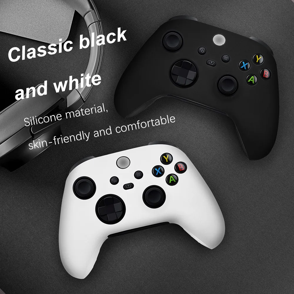 Soft Silicone Anti-Slip Protective Skin for Game Controllers with Thumb Grip Caps