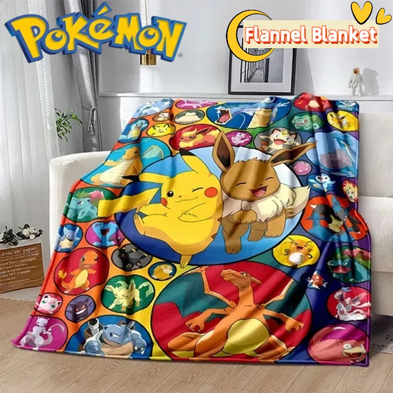 

Pokemon Hot Cartoon Pikachu Figures Anime Flannel Blanket Home Sofa Lunch Break Blankets Children Student Blankets Nap Cover Kid