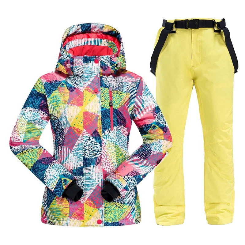 

New Fashion Women Ski Suit Winter Windproof Waterproof Snowboard Warm Jacket Pants Snow Walking Clothes Female Snowsuit Brand