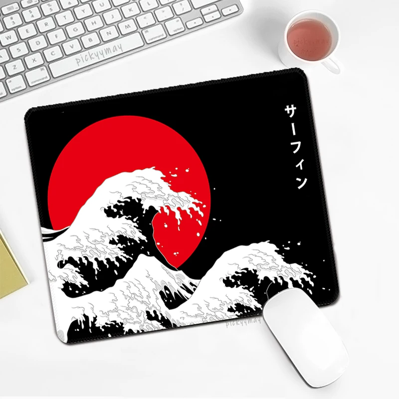 Japão Grande Onda Mouse Pad Pequeno Mousepad Teclado Tapetes Computador Portátil Deskpads Computador Computador Computador Gabinete Ratos Mesa Esteira 18x22cm Bloqueio Borda - Imagem 6