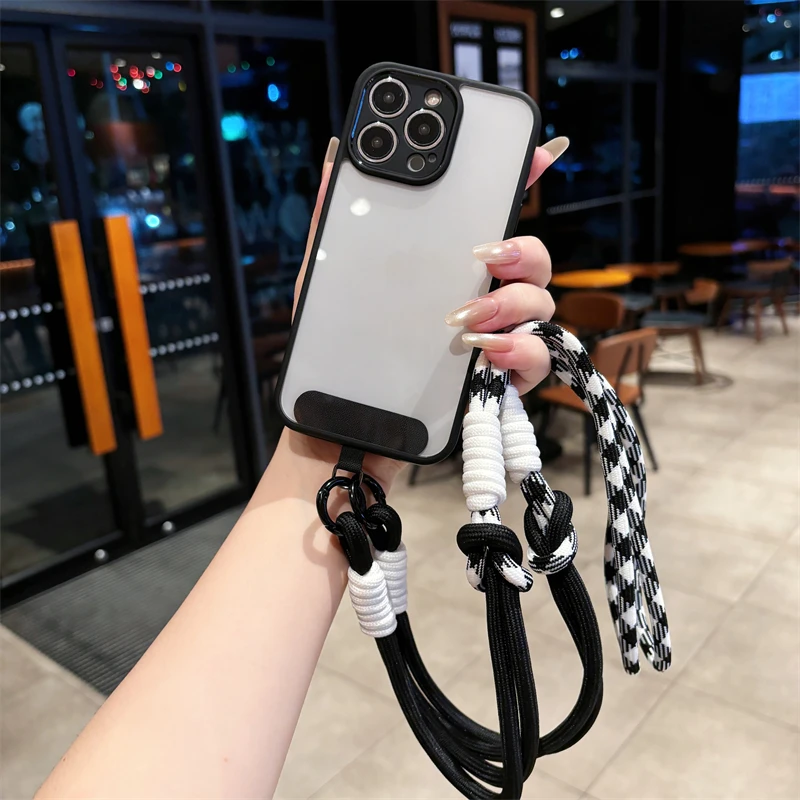 Luxury Crossbody Lanyard Transparent Acrylic Case - Clear Hard Back Cover