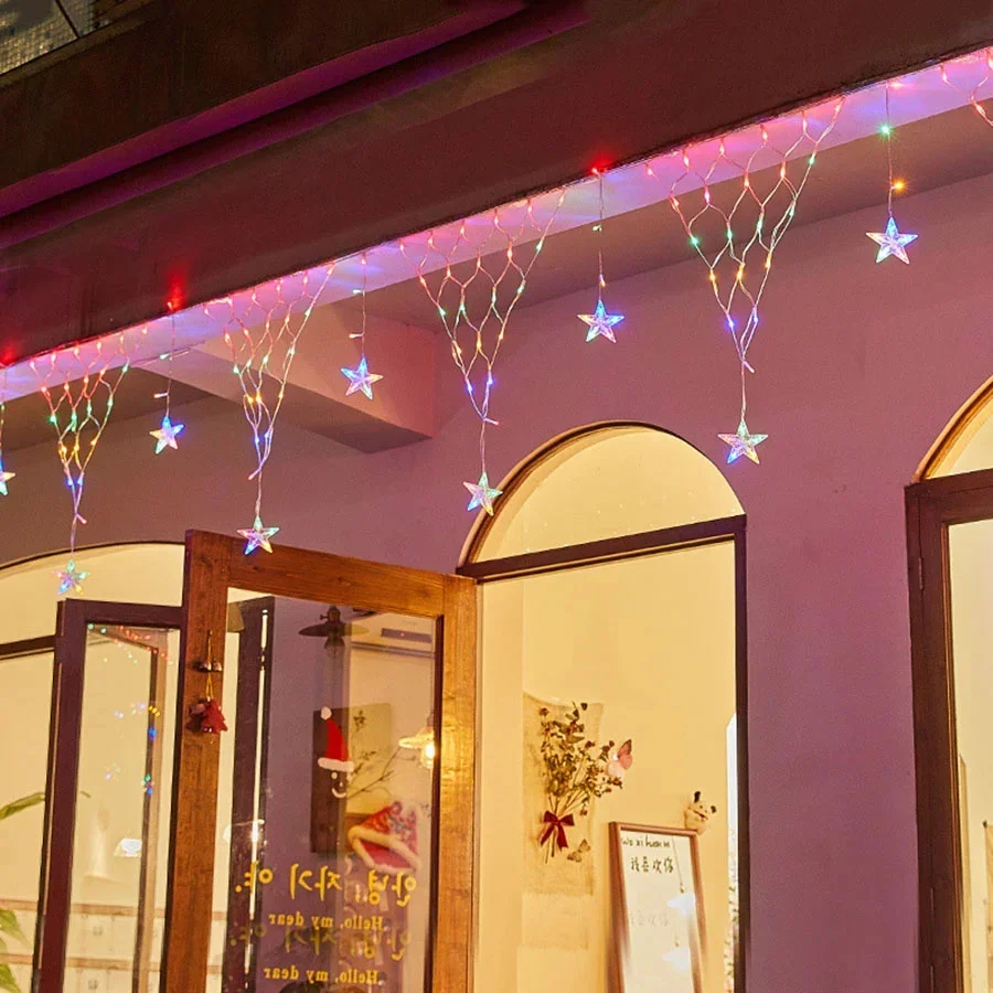 2024 New LED Net Mesh Fairy String Light EU/US Plug 8 Modes Curtains Light Garland for Garden Party Wedding Christmas Decoration