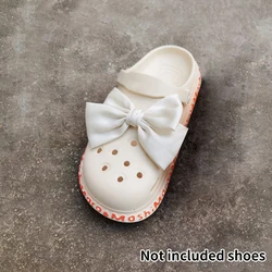 Elegant Silk Bow Shoe Decoration Clip - Stylish Decorative Charm Buckle (White)