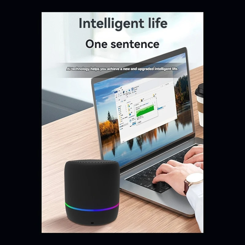 Portable Bluetooth Speaker With AI Voice Control Mini Subwoofer For Outdoor Use Enhanced Bass