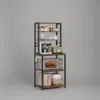 VASAGLE Coffee Bar, 6-Tier Kitchen Shelves with 6 Hooks, Baker’s Rack for Kitchen, Microwave Stand, Industrial 1
