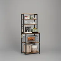 VASAGLE Coffee Bar, 6-Tier Kitchen Shelves with 6 Hooks, Baker’s Rack for Kitchen, Microwave Stand, Industrial 1