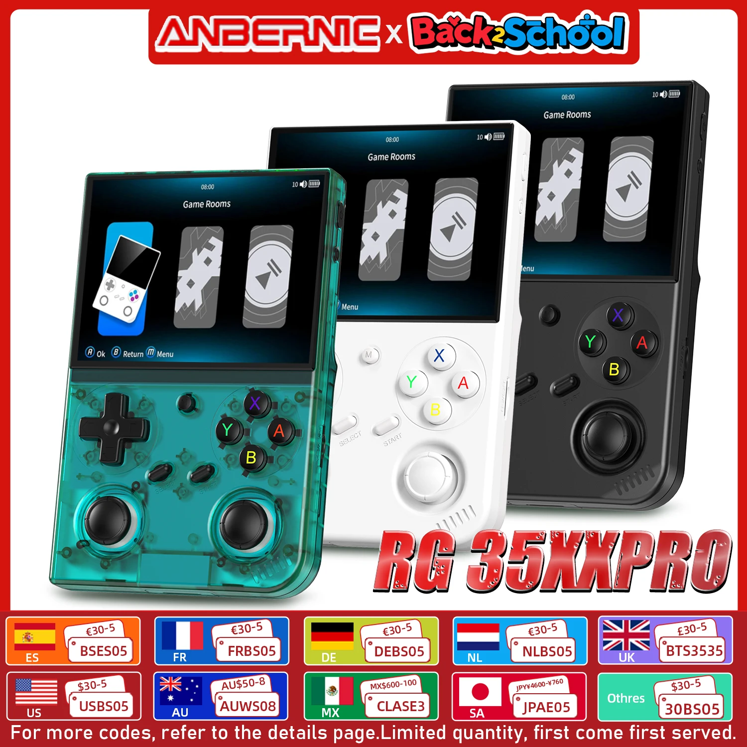 Anbernic RG 35XXPRO reproductores de juegos portátiles de 64 bits pantalla IPS de 3,5 pulgadas sistema Linux consola de videojuegos simulador portátil 64G HD-Out