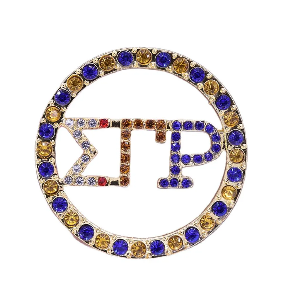 

New Made Metal Gold Plating Bling Diamond Greek Social Nine Two Rubies Club Sigma Gamma Rho Letters Pin Sorority Brooch Jewelry