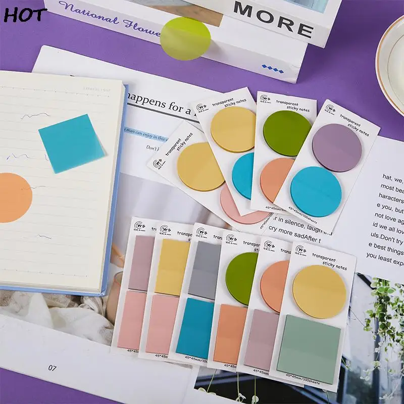 

1Set Morandi Color Transparent Sticky Notes Memo Pad Stickers Daily To Do List Note Paper For Student Office Stationery Supplies