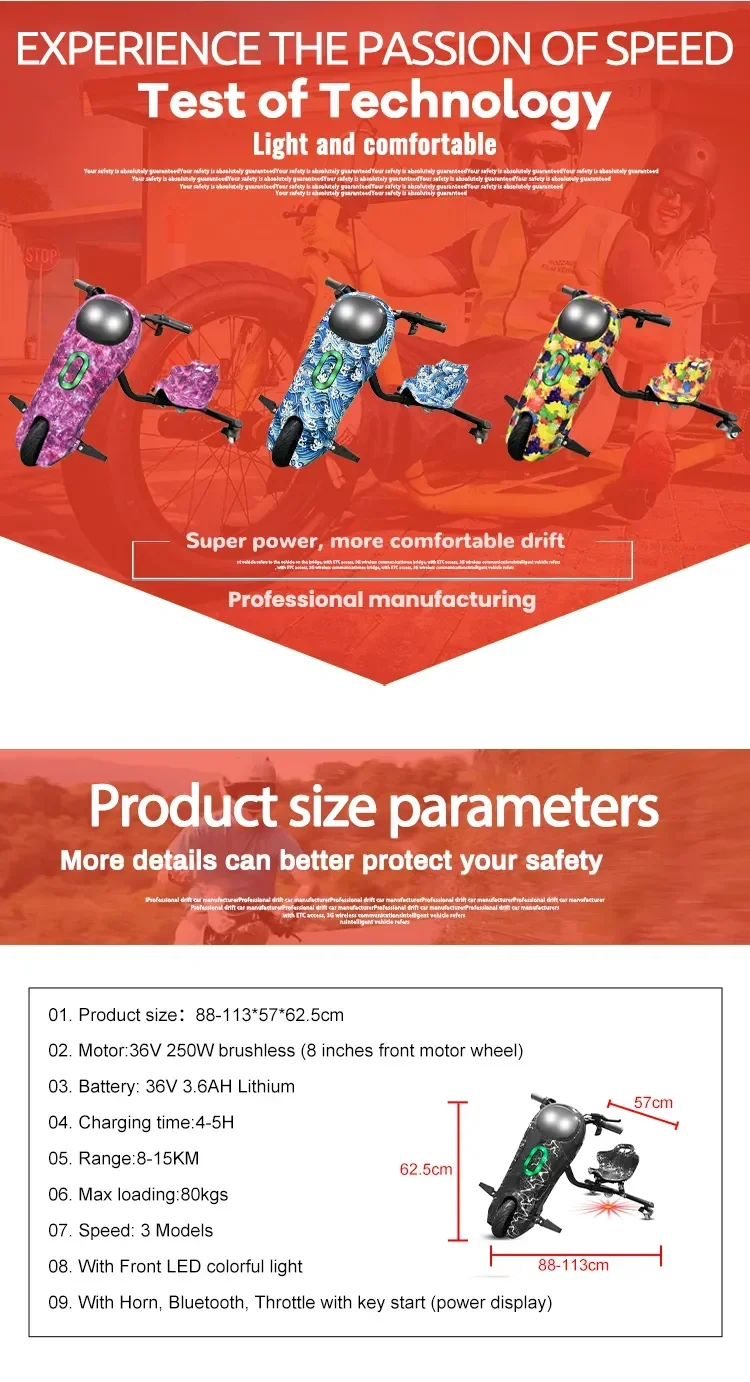 Electric Drift Scooter 3-Wheel Kids 360 Electric Drifting Scooter With Bluetooth Go Kart 14 Electric Drift Scooter 3-Wheel Kids 360 Electric Drifting Scooter With Bluetooth Go Kart