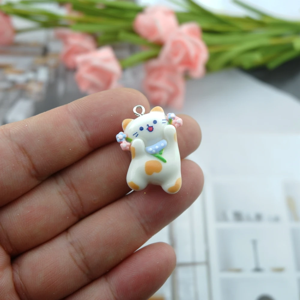 무지개 곰 고양이 참, 쥬얼리 제작, DIY 귀걸이 팔찌, 펜던트 액세서리, 전화 제작, 대량 도매