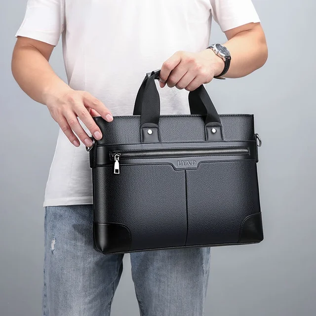 Men Genuine Leather Handbags Casual Leather Laptop Bags Male Business Travel Messenger Bags Men's Crossbody Shoulder Bag 2