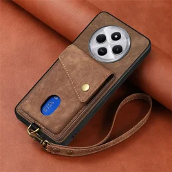 Luxury Leather Lanyard Wallet Case with Stand and Card Slot - Redmi 14C 4G (D1 - Brown)