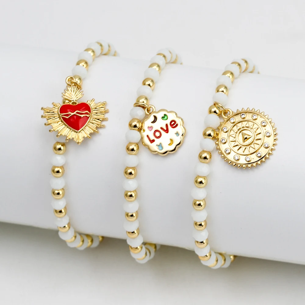 Wish Card Red Love Heart Bracciale Con Ciondolo Girasole Per Donna Vintage Fashion White Crystal Chain Girl Party Engagement Jewelry