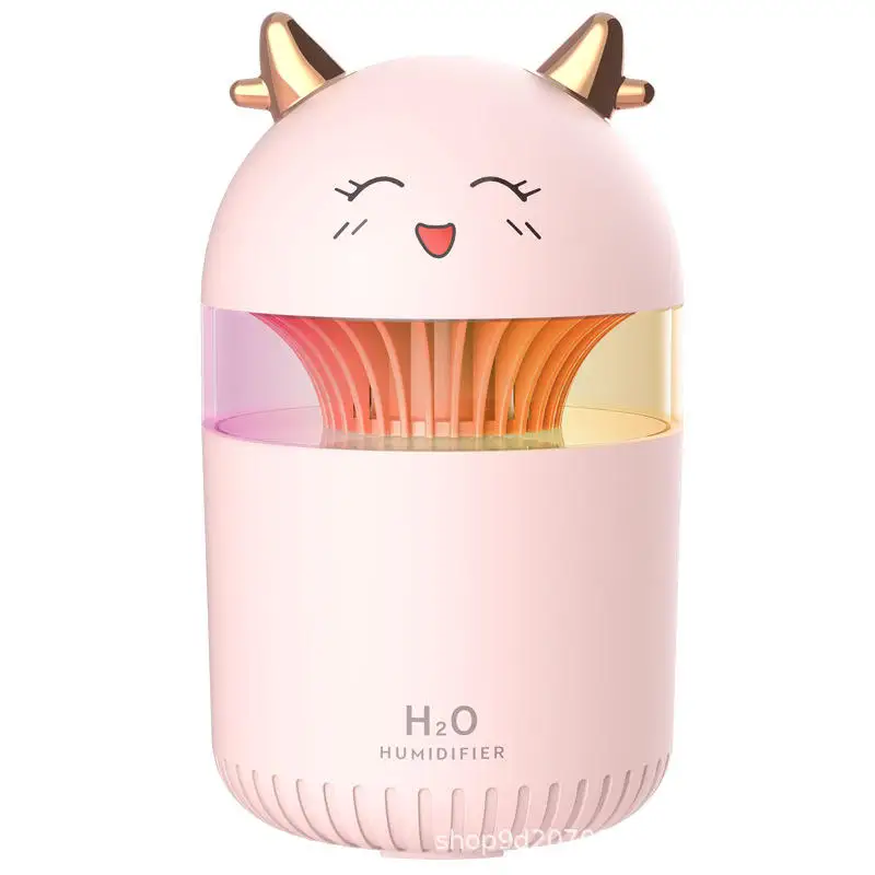 Desktop Mini Humidifier with Colorful Atmosphere Light USB Cool Mist Aroma Diffuser 300ml Cute Humidifier Purifier for Car Home