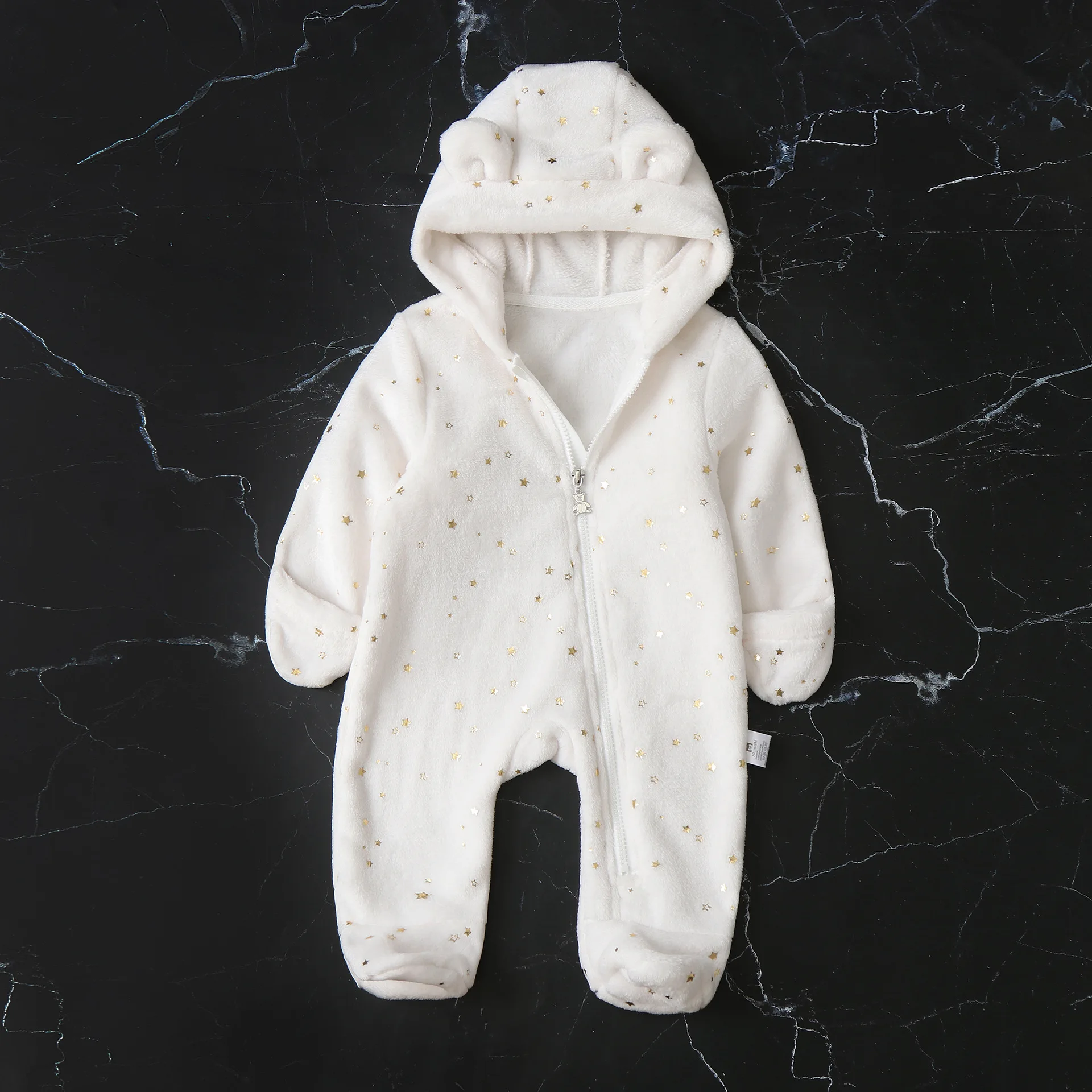 AYNIGIELL Stern Druck Herbst/Winter Mit Kapuze Overall 0-12 Monate Baby Jungen Mädchen Strampler Kleinkind Kinder Overall Baby kleidung – Detail 9