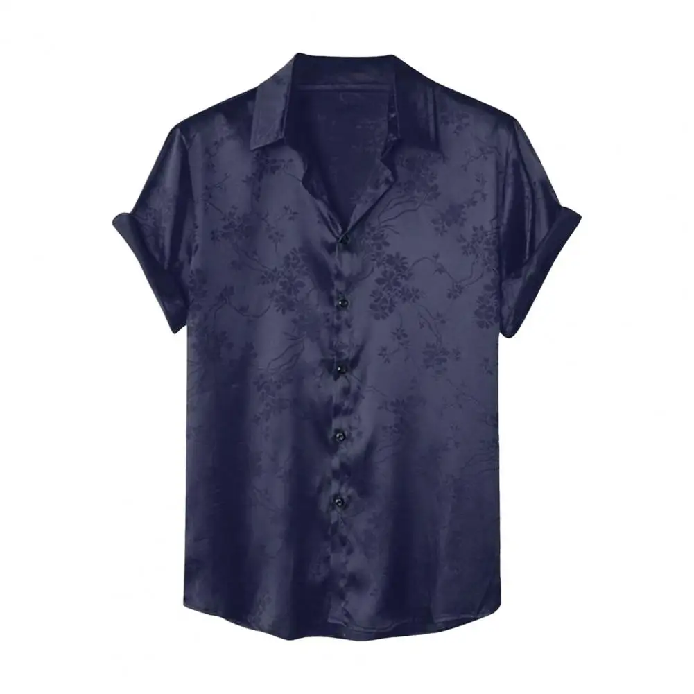 

Solid Color Vintage Street Men's Shirt Summer Turn-down Collar Shirts Men Man Clothing