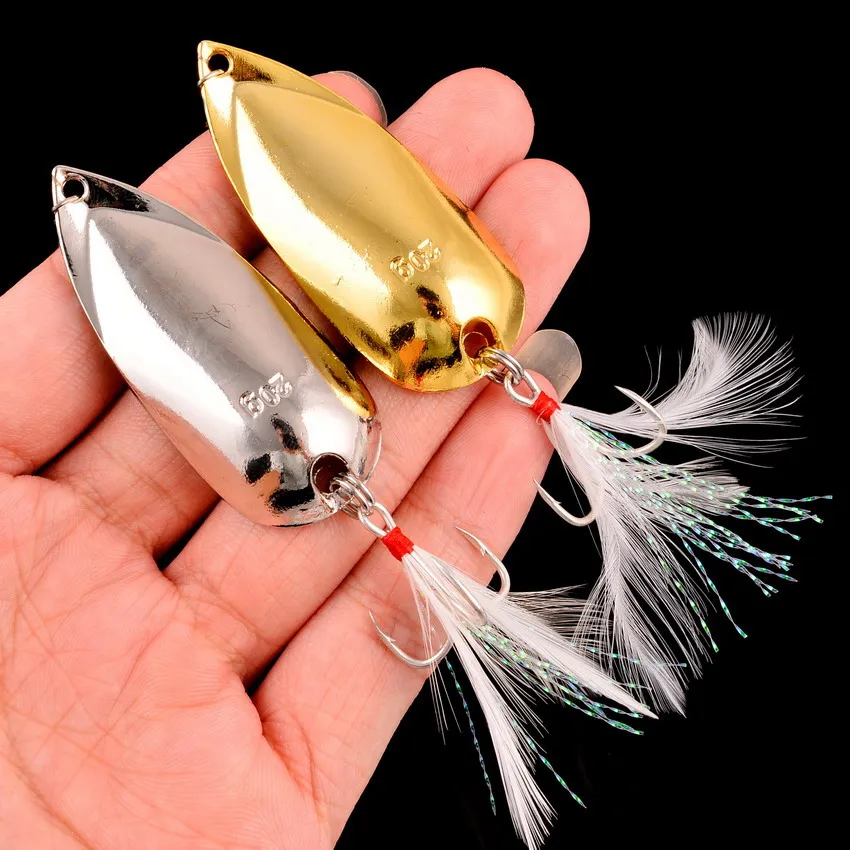 1Pcs 7g-20g Metal Spinner Spoon Lures Trout Gold Silver Fishing