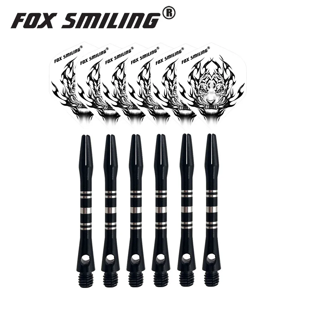 6PCS Aluminium Dartschäfte mit 6PCS Darts Flights Feather Tail Blätter Dart Zubehör Set – Detail 3