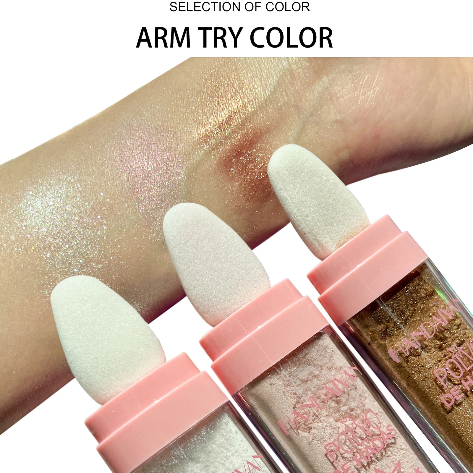 Description Picture 6 of itemHANDAIYAN Glitter Powder Highlighter Makeup Body Brightens the Natural Face Blusher Fairy Highlight Patting Powder