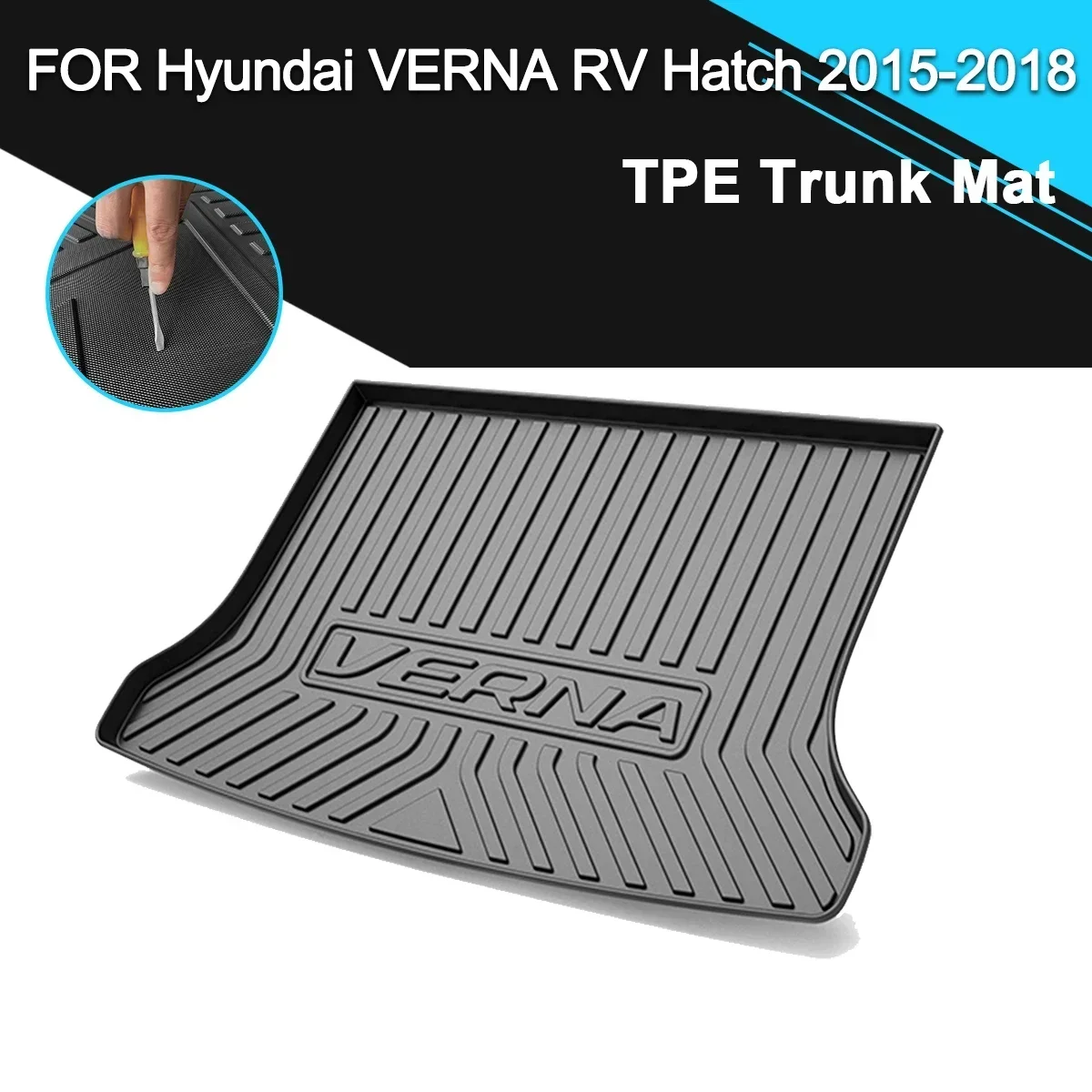 

Car Rear Trunk Cover Mat Non-Slip Waterproof Rubber TPE Cargo Liner Accessories For Hyundai Verna RV Hatchback 2015-2018