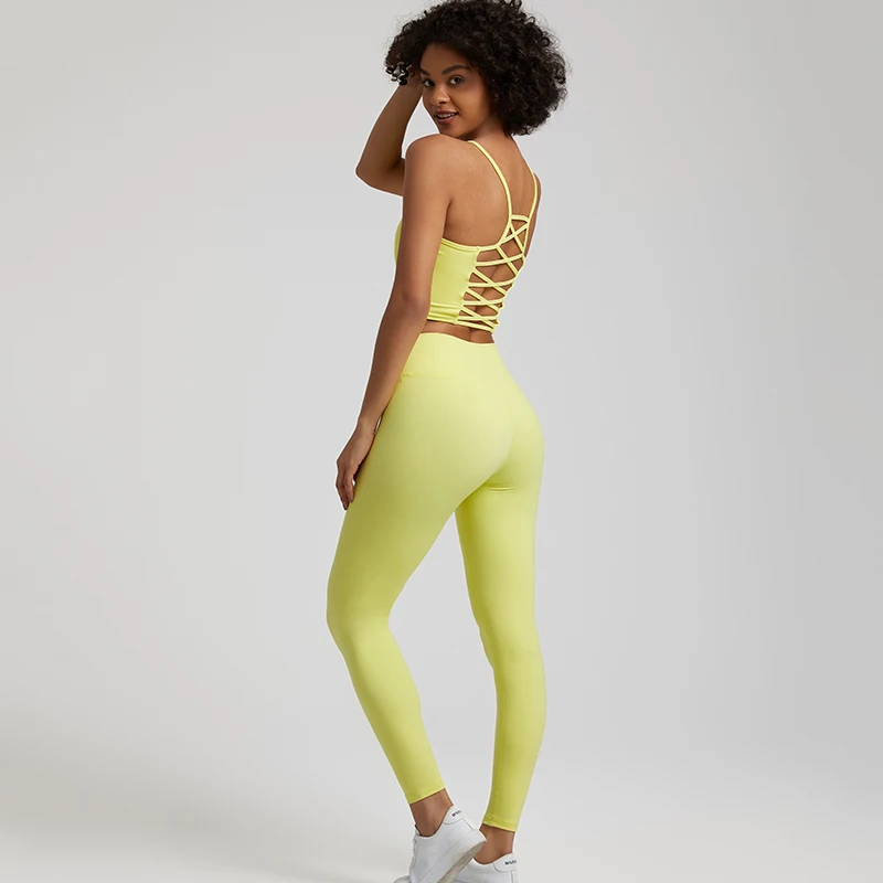 Sports Leggings Neon Yellow Yoga Pants Women's High Waist Workout