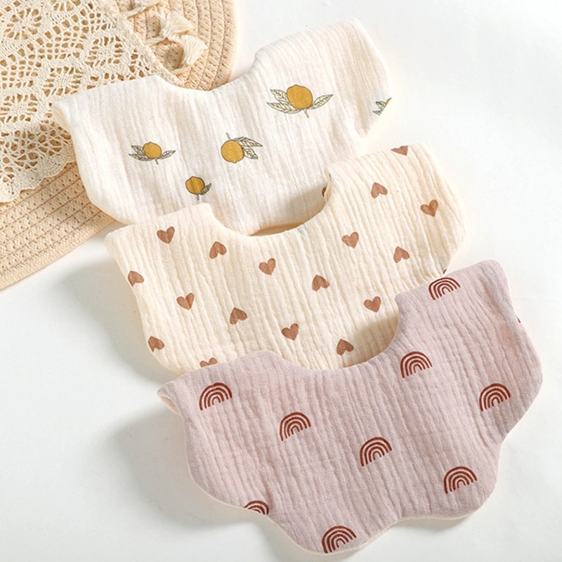 Baby Feeding Bibs 360 Degree 6 Layers Cotton Yarn Petal Infants Lace Saliva Towel Newborn Toddler Soft Cotton Burp Cloth Kid Bib