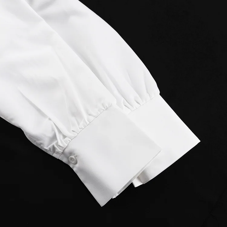 White Shirt Leather Skirt Sets Women Fashion Loose Long Sleeve Patchwork High Wasit Solid Office Lady Style Summer New