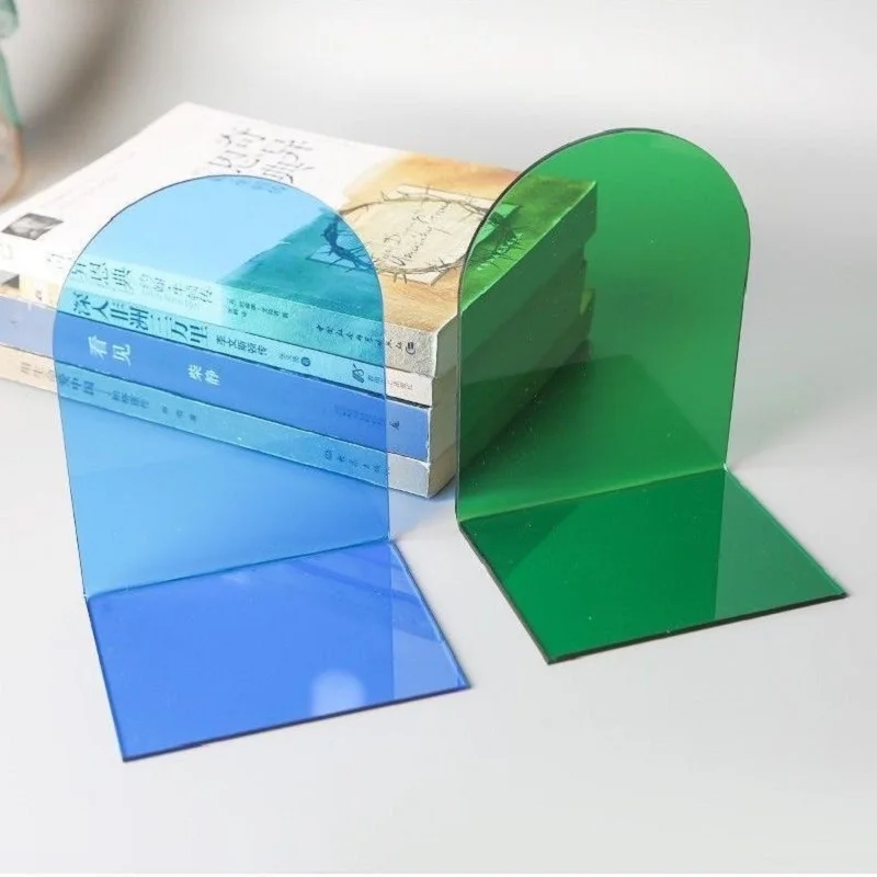 Acrylic Bookends Non-Skid Book End Clear Bookends for School Library and Desktop Organizer Acrylic Book Ends for Shelves