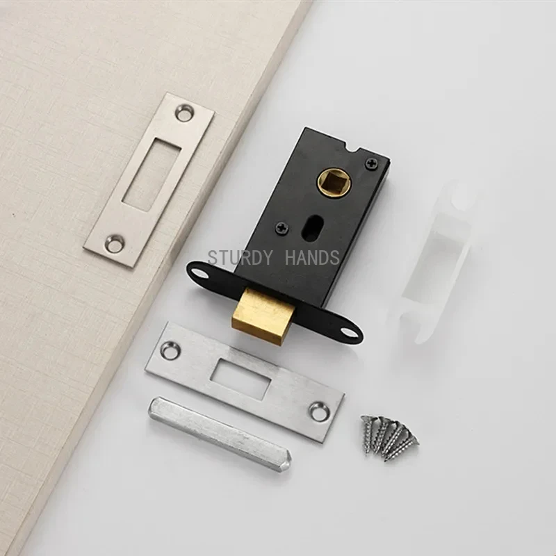 Zinc alloy lock tongue, household bathroom invisible door, anti-theft lock core, indoor silent body, hardware accessories