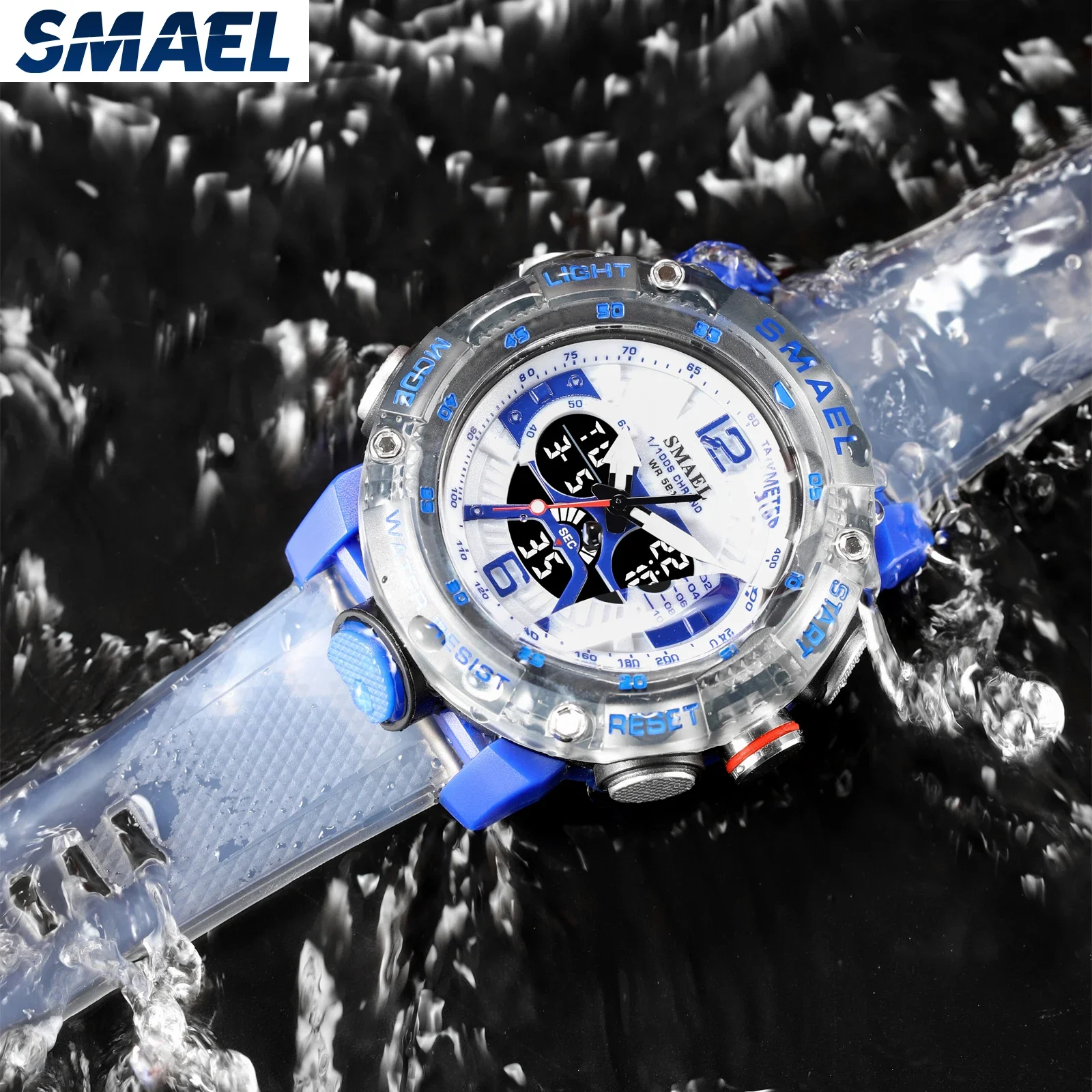 SMAEL  Digital Dual Display Outdoor Sports Multi functional Night Glow Men's Watch 8058 Leisure Waterproof Watch 6