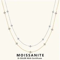 Lnngy Collar Plata 925 Sterling Silver Choker Necklace For Women Round Cut 3mm Moissanite Necklaces Clavicle Chain Jewellry Gift
