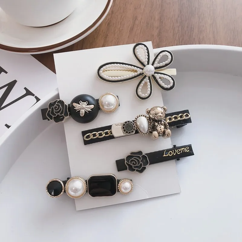 1 Set Fashion Hair Accessories Pearl Rhinestone Hairpin Bangs Clip for Girls Headdress Fixation Hairpin Women Hair Jewelry