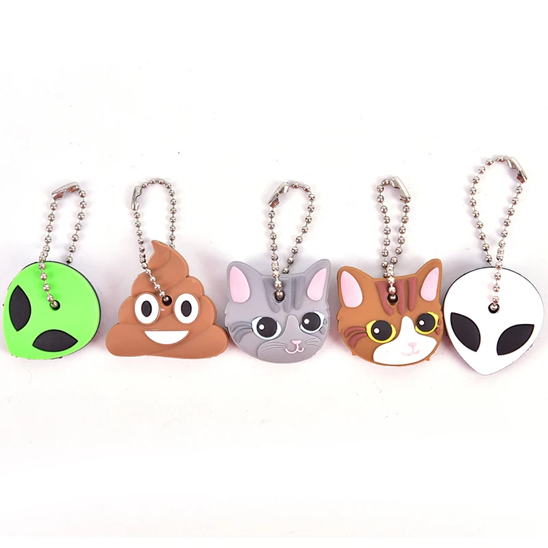 PVC Bright Colors Hollow Multi Color Rubber Soft Keys Locks Cap Key Covers Topper Keyring Elastic Case Round Soft Silicone