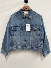  Women's simple casual denim coat 2023 new Single breasted fashion jacket 