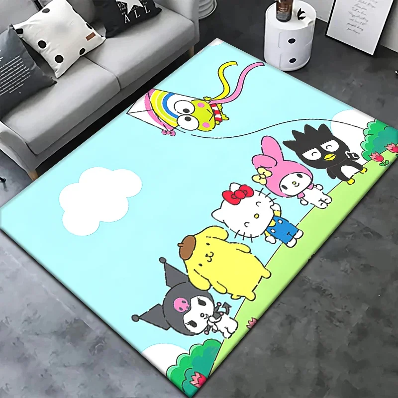 Kuromi Sanrio Lovely Carpet Rug for Living Room Bedroom Decoration Picnic Camp Kitchen Carpet Crawling Decoration