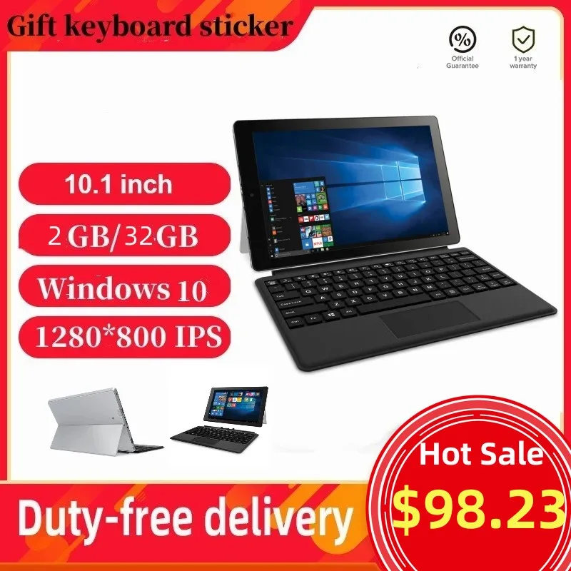 

Gift Pen 10 INCH W101 Windows 10 Blt Keyboard Tablet 2GB+32GB 32-bit 1280 x 800 IPS Dual Cameras WIFI Bluetooth Quad Core