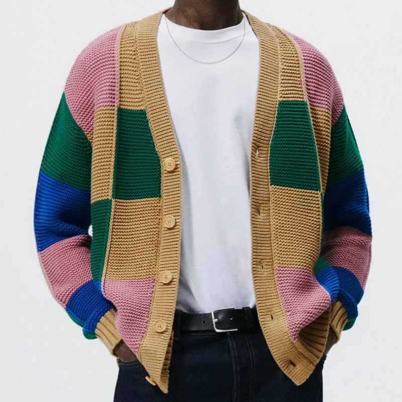 V Neck Embroidered Patchwork Cardigan main image 0