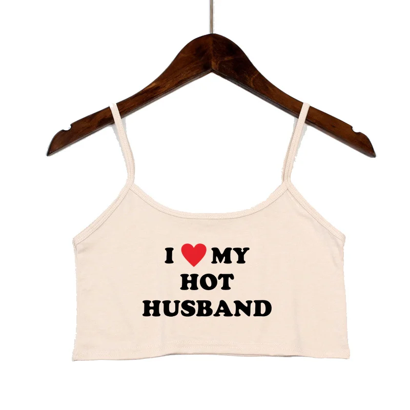 I LOVE MY HUSBAND 여성용 섹시한 탱크 탑, 섹시한 심리스 민소매 캐미솔, 여성 패션 의류
