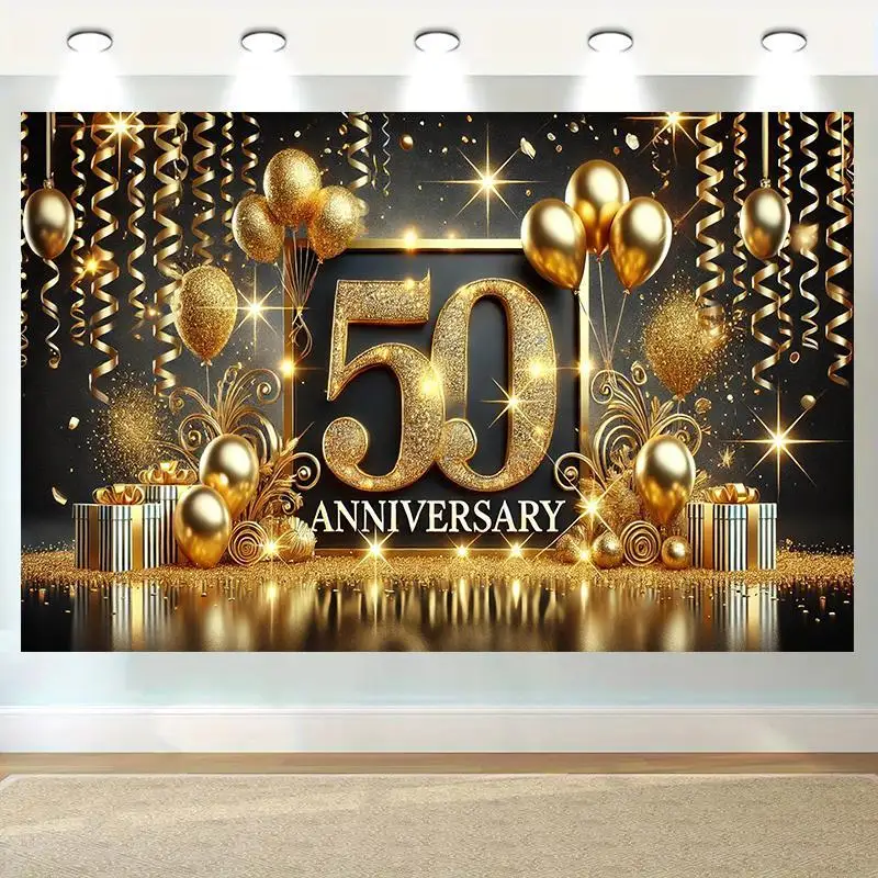 Elegantes 50. Jubiläums-Feierbanner – Partydekoration, geeignet für Haus-, Garten-, Studio- und Outdoor-Aktivitäten – Detail 7