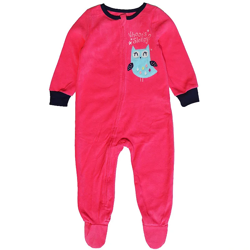 Autumn and winter children's one-piece polar fleece footed one-piece suit boys and girls pajamas baby romper plus romper home cl