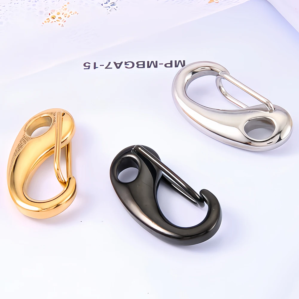 3 Stück Karabinerhaken aus Edelstahl, D-förmige Schlüsselanhänger-Anschlüsse, Teile für Armband, Halskette, Kette, DIY-Schmuckherstellung – Detail 6
