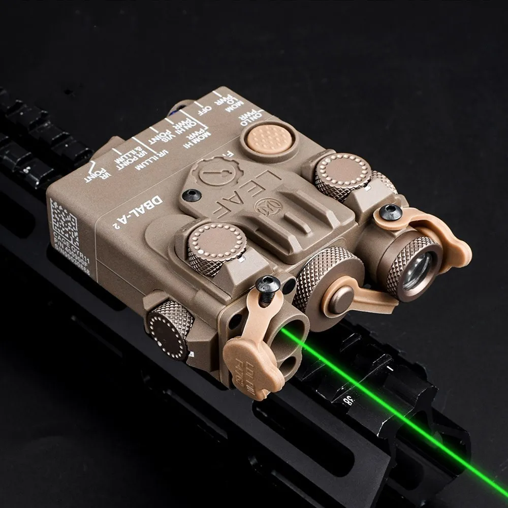 

WADSN Mini DBAL A2 Dual Beam Red Green Laser Aim Tatical Flashlight Strobe Hunting DBAL Airsoft AN/PEQ-15A Laser Sight No IR