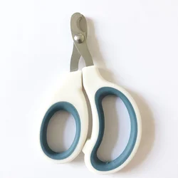 Durable Stainless Steel Half Moon Pet Nail Scissors for Small Animal Grooming (White)