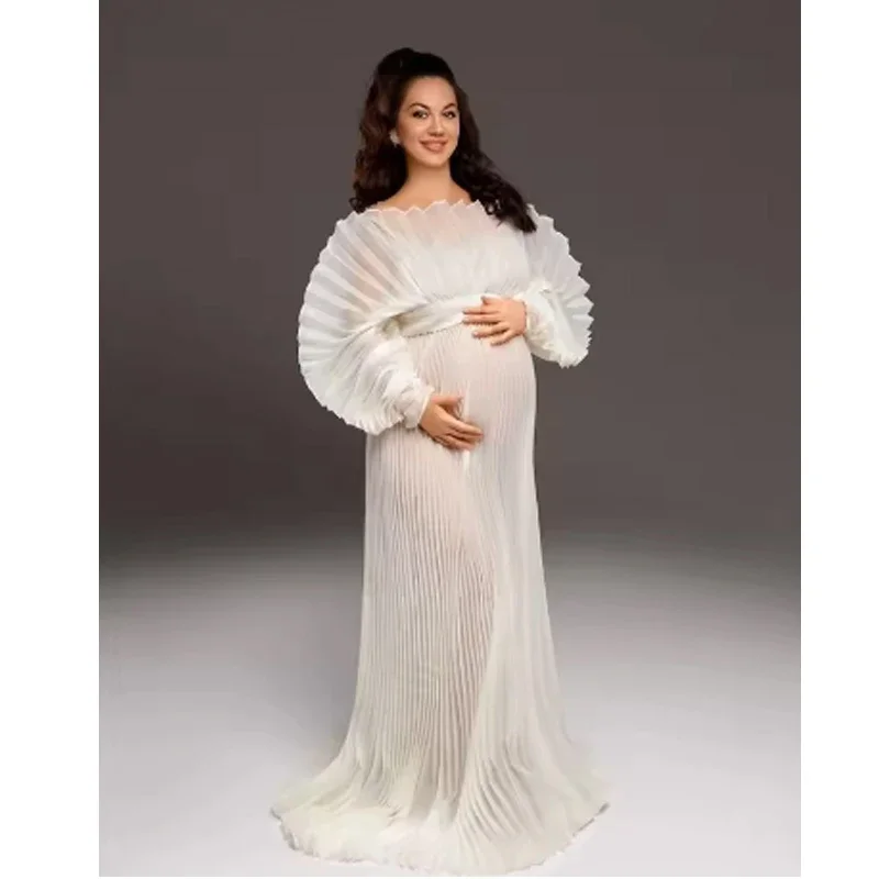 فستان أنيق لالتقاط الصور مع تفاصيل مطوية، فستان اس...