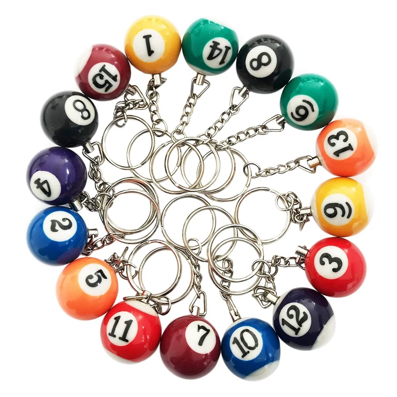 

Colorful Billiard Ball Keychain Set 48 Pcs,Mini Magic Key Chain Balls Eightball Billar Billiards Chains Accessories