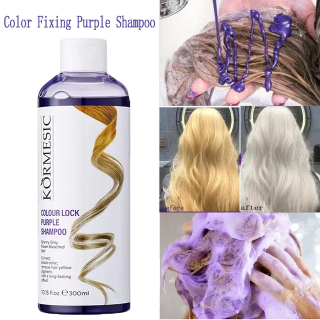 300 ml Farbfixierung Lila Shampoo Lock Color Cover Graues Haar verblassen Gelb nach Bleichmittel Haarfärbemittel Langlebige, nicht reizende Pflege